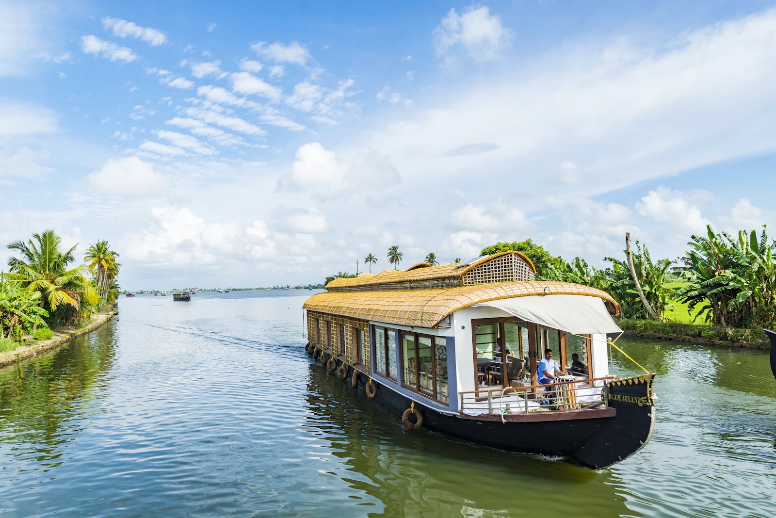 A traditional houseboat on the Kerala backwaters